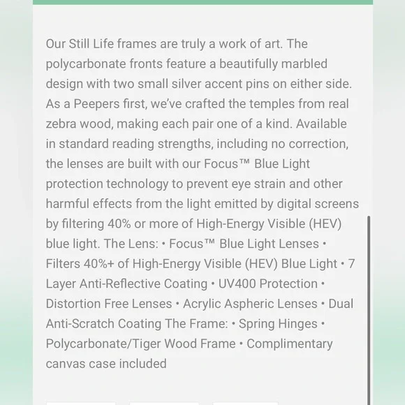 NWT Peepers Still Life Readers 2.25 Chunky Rounded Square Frame Grey Blue Wood - Picture 2 of 13